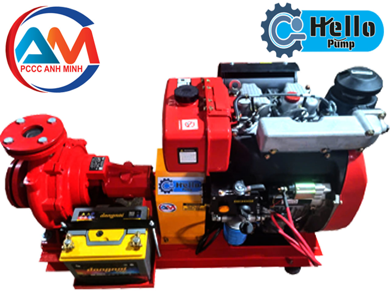 MÁY BƠM DIESEL ĐỘNG CƠ POWE + ĐẦU BƠM HELLO