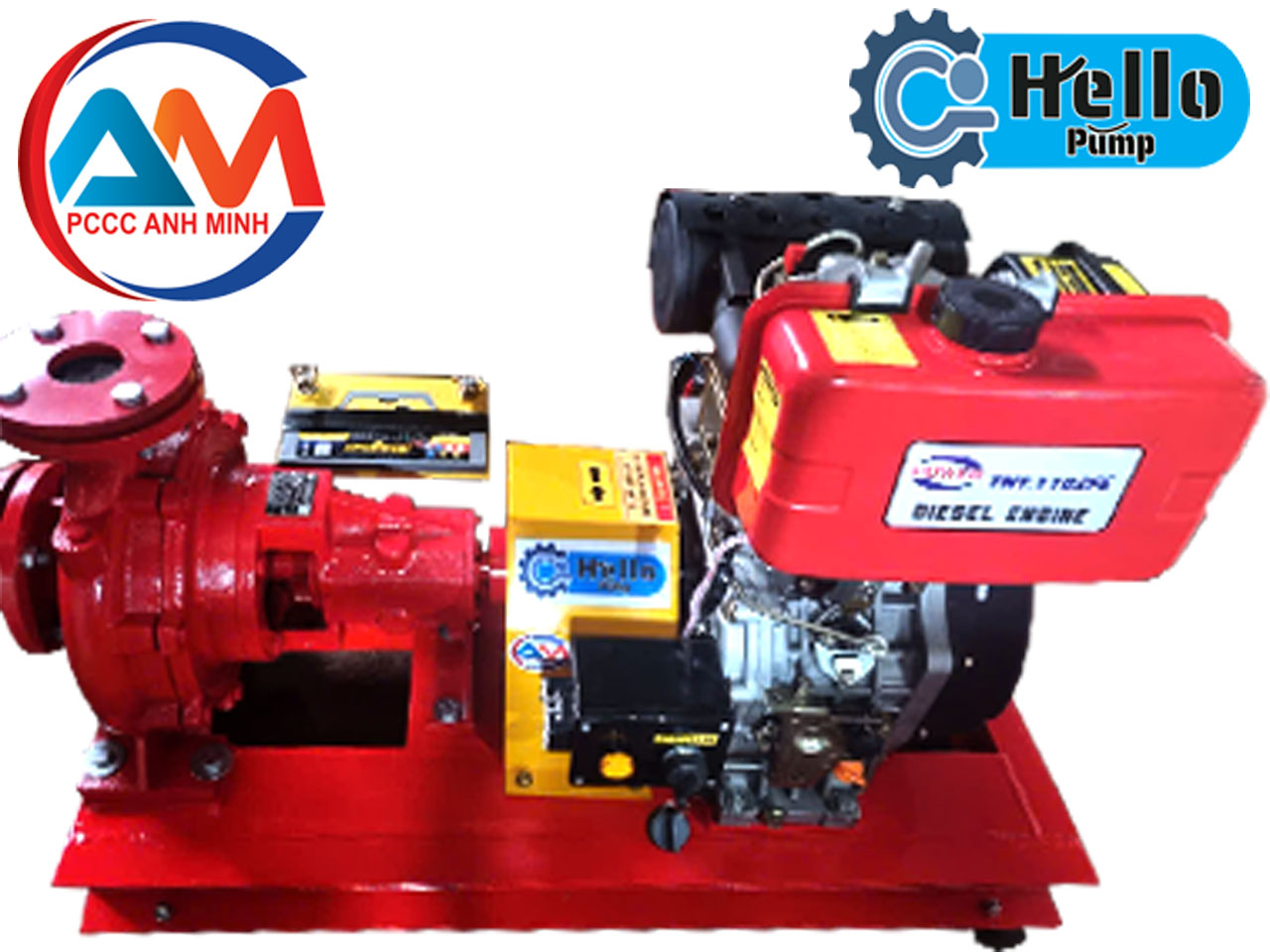MÁY BƠM DIESEL ĐỘNG CƠ POWE + ĐẦU BƠM HELLO